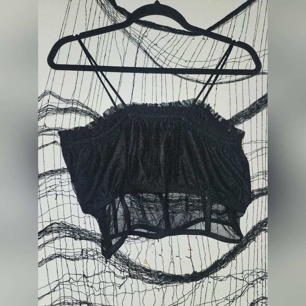 ✨️Elegant Black Sheer Crop Top✨️ - Picture 3 of 4